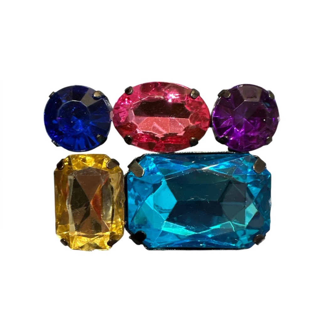 Simulated Multicolor Faux Gemstone Pendant Large Size NWT Costume Jewelry New
